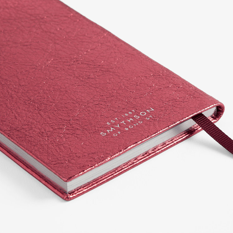 Smythson 【予約】2027 Panama Weekly Diary in Metallic Leather ROSE