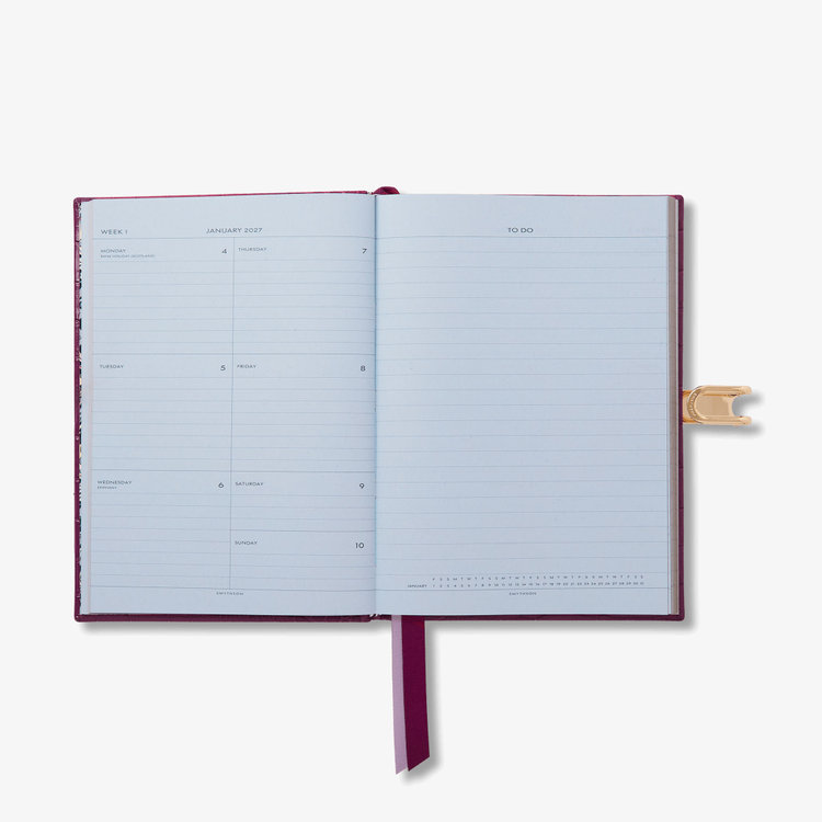 Smythson 【ポイント10%還元】2027 Soho Weekly Diary with Slide in Mara BRIGHT PURPLE