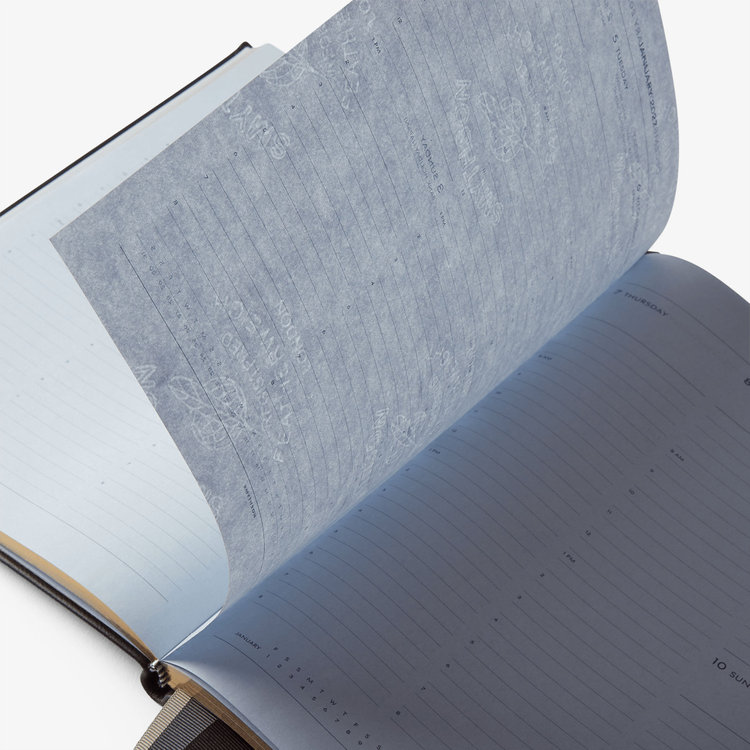 Smythson 【予約】2027 Portobello Vertical Weekly Diary in Pastegrain BLACK