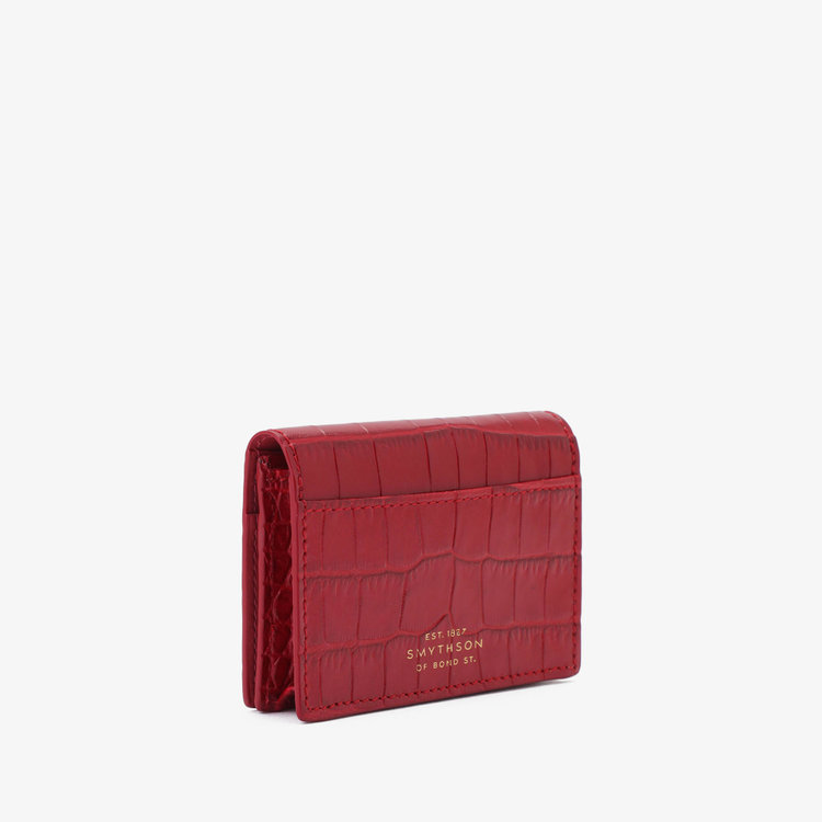 Smythson  Folded Card Case With Snap Closure in Mara RED