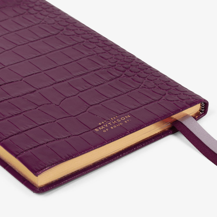 Smythson Mara Soho Notebook with Slide in Liberty BRIGHT PURPLE