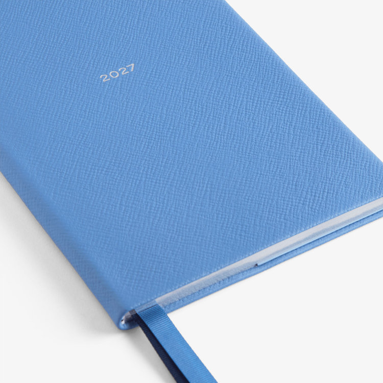 Smythson 2027 Soho Vertical Weekly Diary in Pastegrain NILE BLUE