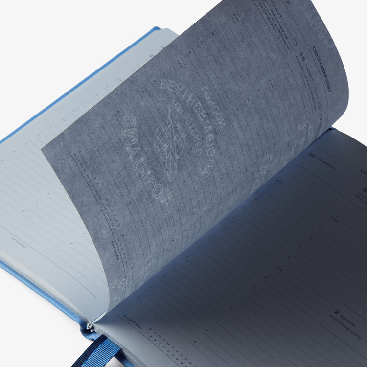 Smythson 2027 Soho Vertical Weekly Diary in Pastegrain NILE BLUE