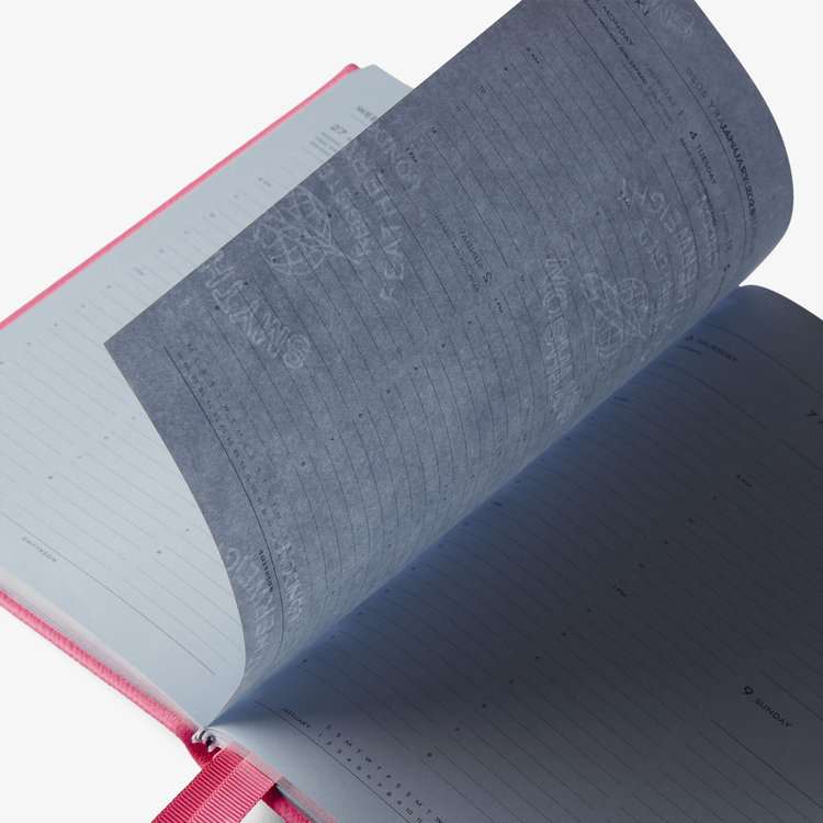 Smythson 2027 Soho Vertical Weekly Diary in Pastegrain FLAMINGO