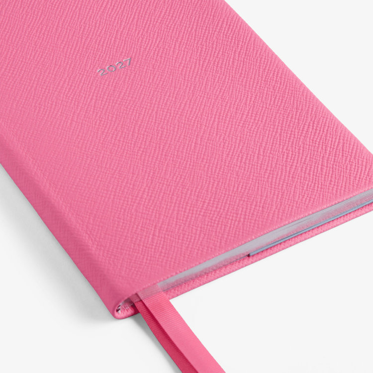 Smythson 2027 Soho Vertical Weekly Diary in Pastegrain FLAMINGO