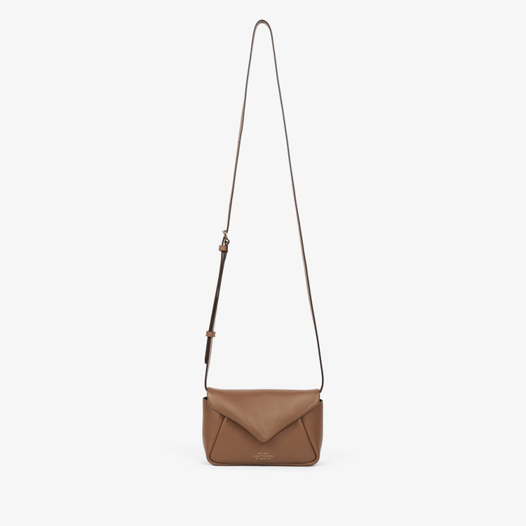 Smythson Small Envelope Crossbody Bag in Milton TRUFFLE