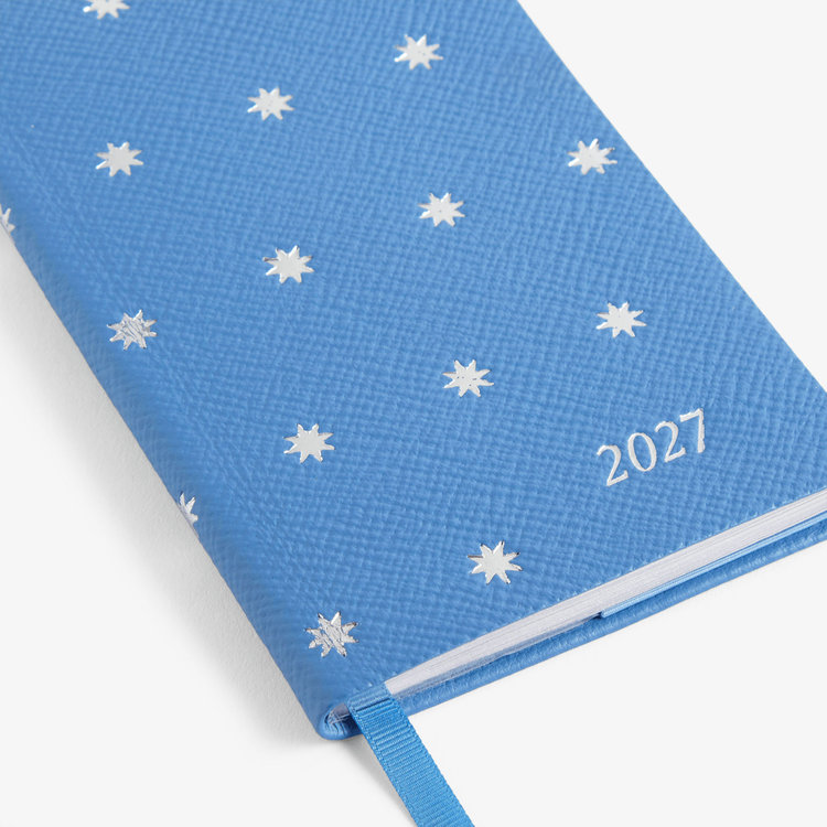 Smythson 【予約】2027 Panama Stars Weekly Diary in Pastegrain NILE BLUE