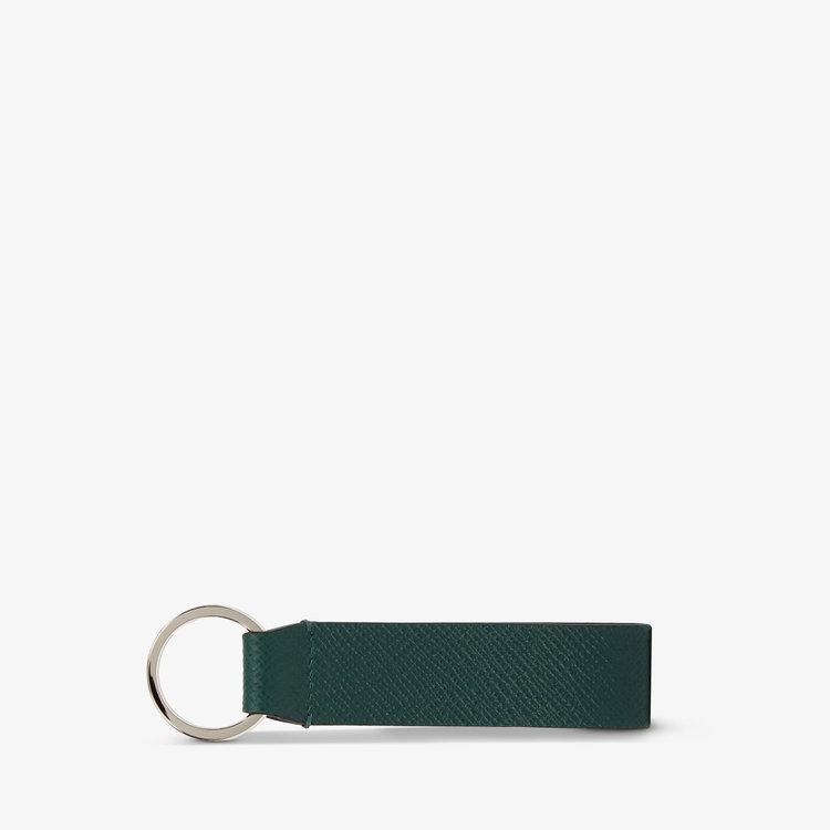 Smythson Panama Keyring Withleather Strap FOREST GREEN