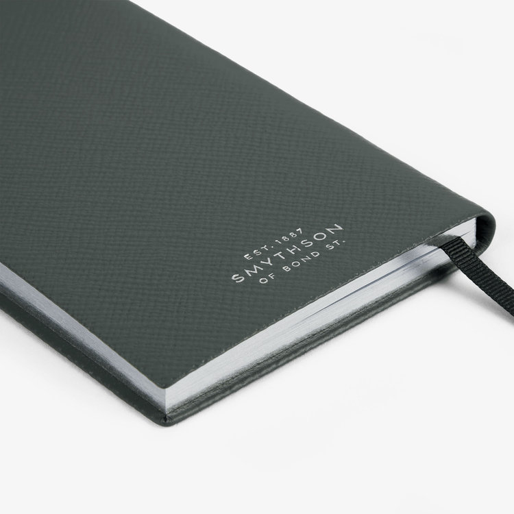 Smythson Pastegrain Panama Notebook SLATE GREEN