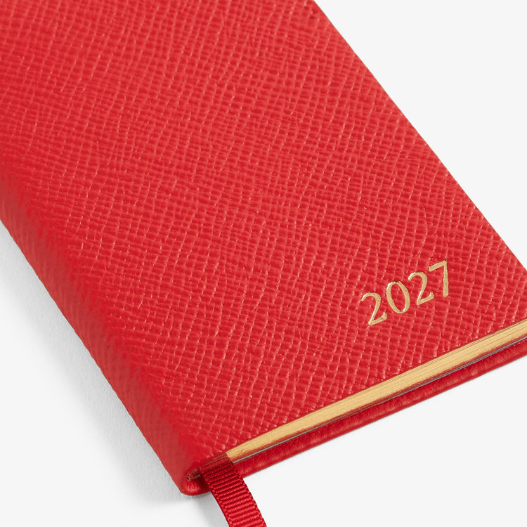 Smythson 【予約】2027 Wafer Weekly Diary in Pastegrain SCARLET RED