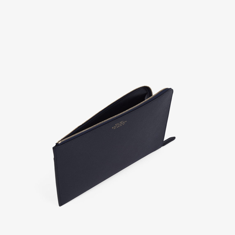 Smythson Panama Slim Pouch NAVY