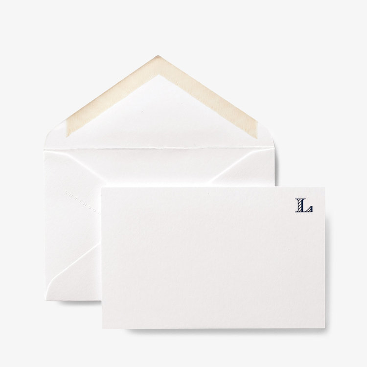 Smythson Initial L Alphabet 10 Card Set WHITE WOVE