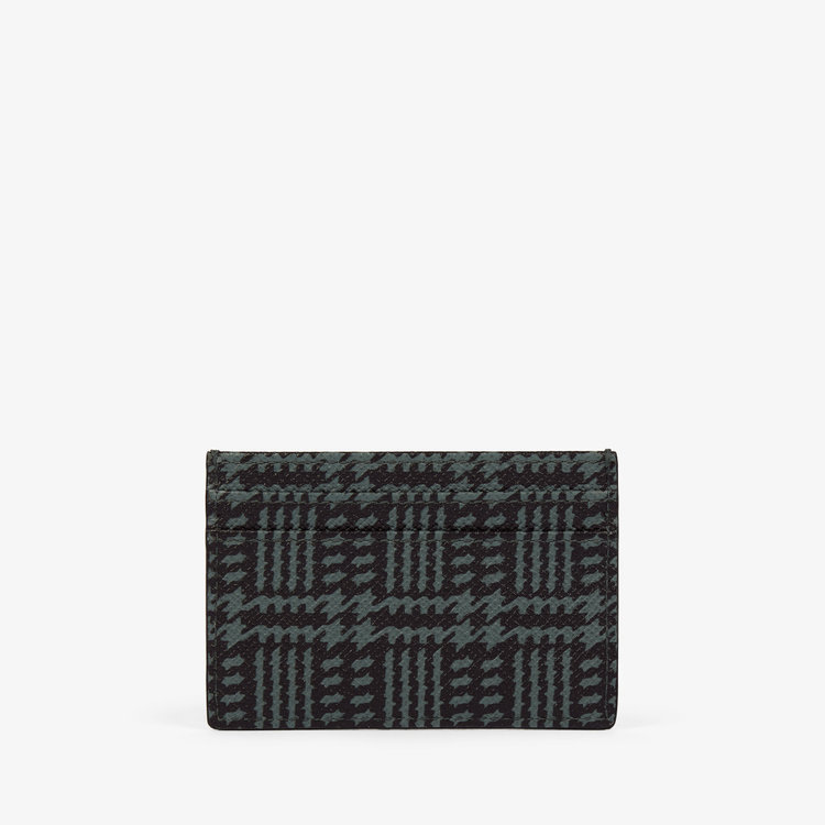 Smythson Flat Card Holder in Panama Tweed SLATE GREEN