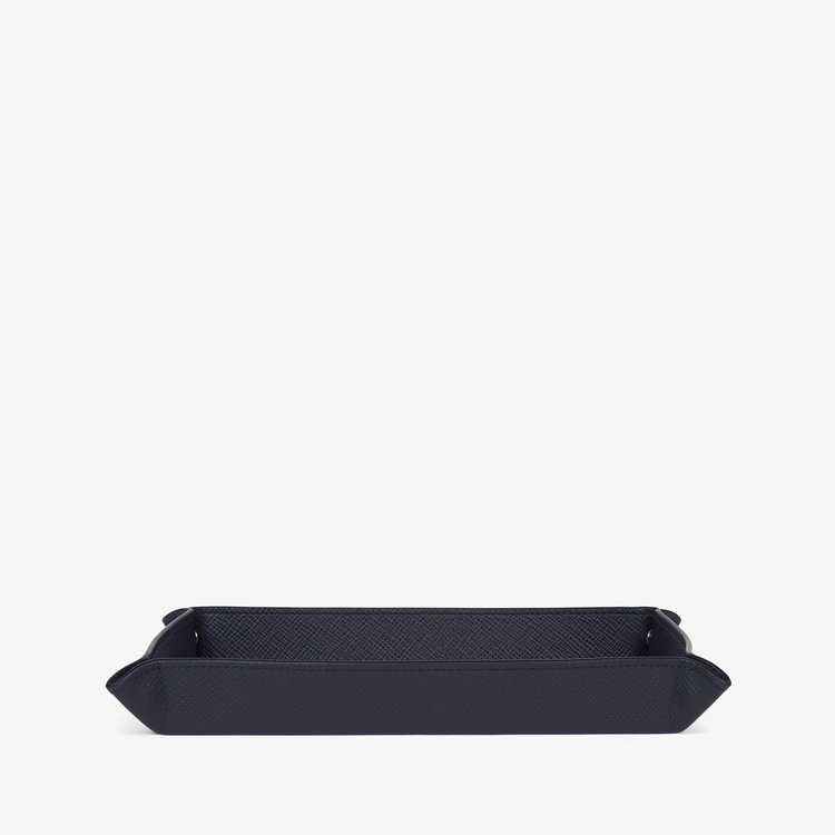 Smythson Panama Small Rect Trinket Tray NAVY