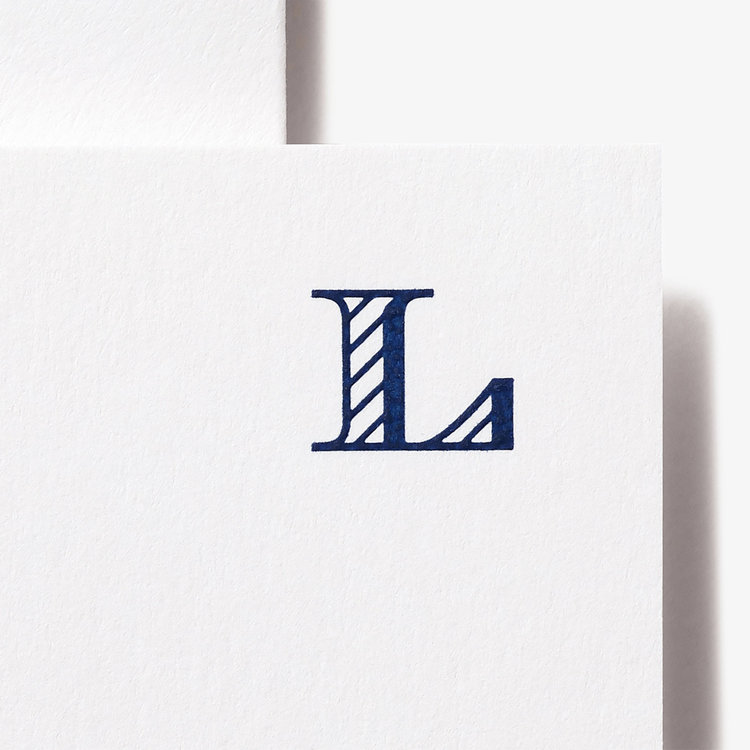 Smythson Initial L Alphabet 10 Card Set WHITE WOVE