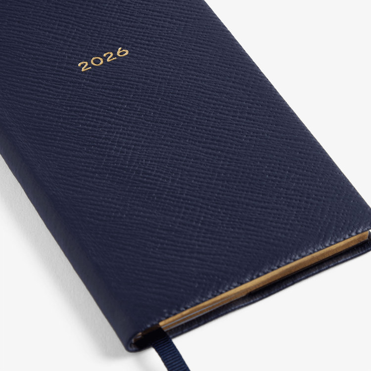 Smythson 【予約】2027 Memoranda Weekly Diary in Pastegrain NAVY