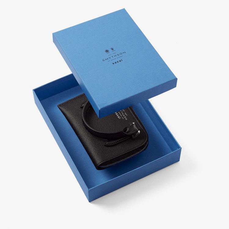 Smythson Smythson × sacai Small Flat Pouch in Panama BLACK