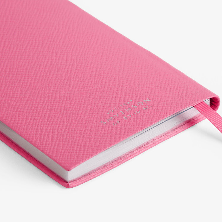 Smythson Panama Notebook in Pastegrain FLAMINGO
