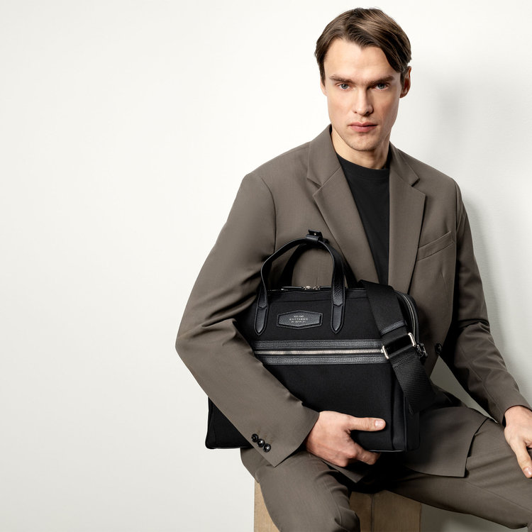 Smythson Briefcase in Norton Canvas BLACK