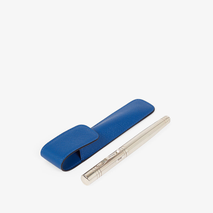 Smythson Panama Pen Sleeve CERULEAN