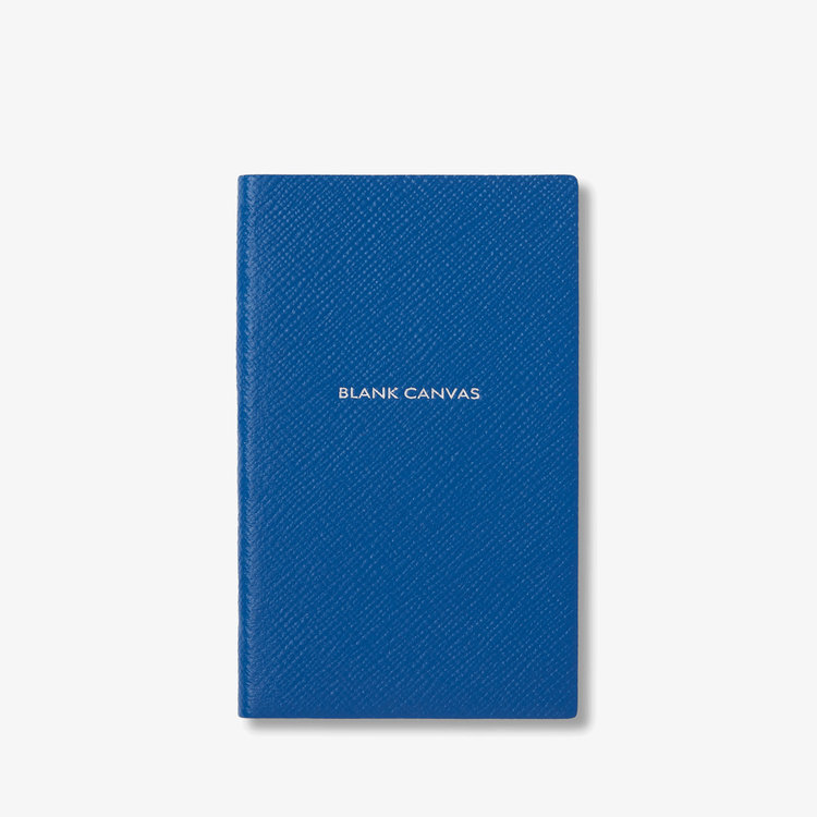Smythson Pastegrain Panama Notebook Blank Canvas CERULEAN