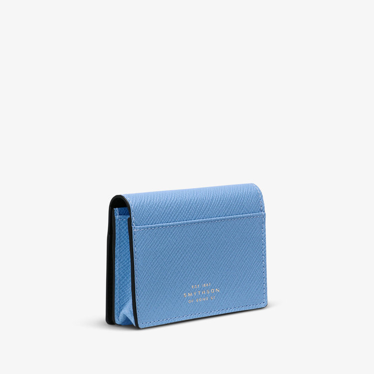 Smythson Panama Folded Card Case With Snap Closure NILE BLUE