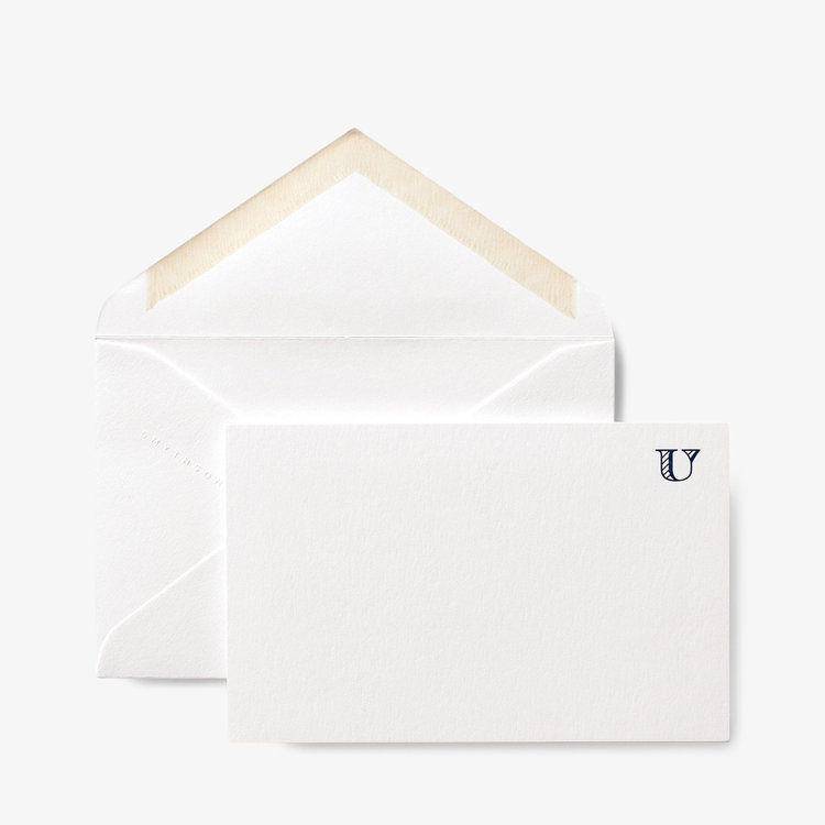 Smythson Initial U Alphabet 10 Card Set WHITE WOVE