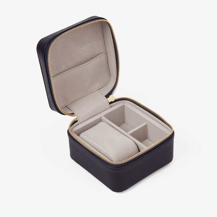 Smythson Small Watch Box in Panana NAVY