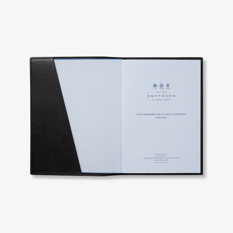 Smythson Ludlow Refillable Evergreen Notebook NAVY