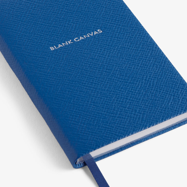 Smythson Pastegrain Panama Notebook Blank Canvas CERULEAN