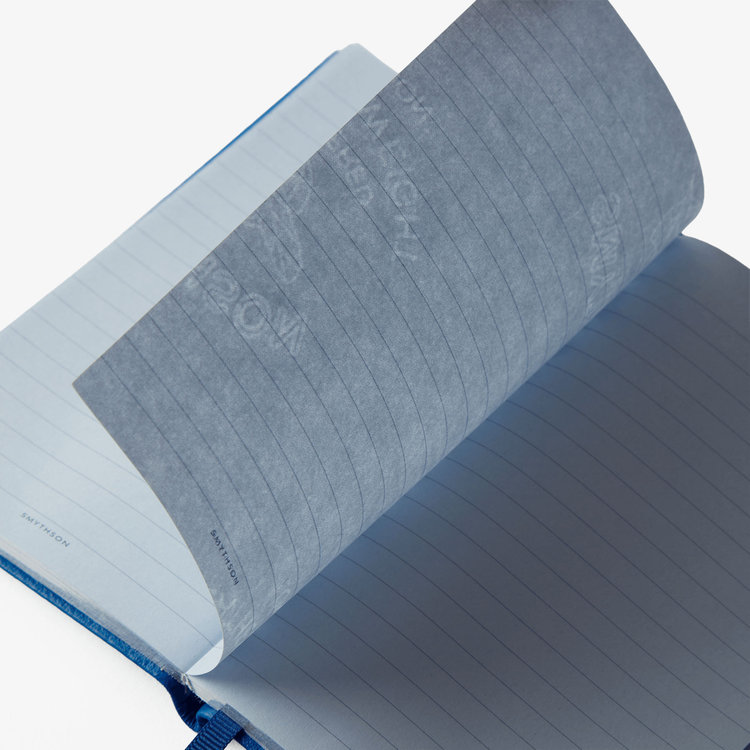 Smythson Pastegrain Panama Notebook Blank Canvas CERULEAN