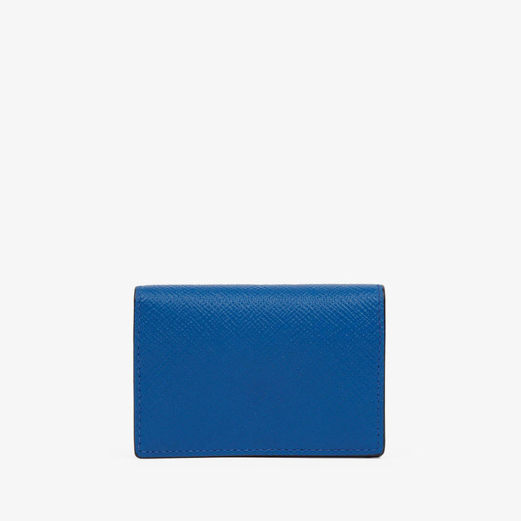 Smythson Panama Folded Card Case With Snap Closure CERULEAN