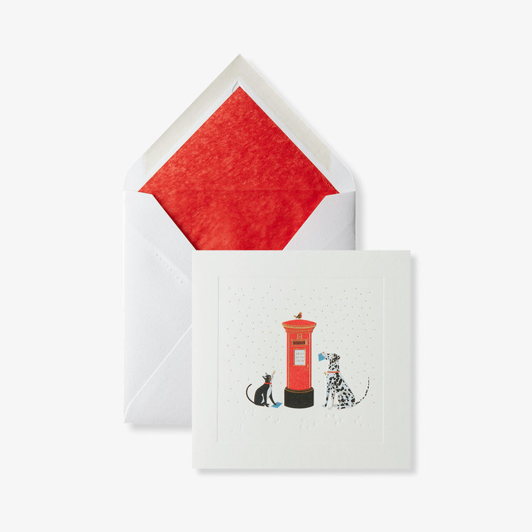 Smythson Christmas Postal Pets 10CE WHITE WOVE