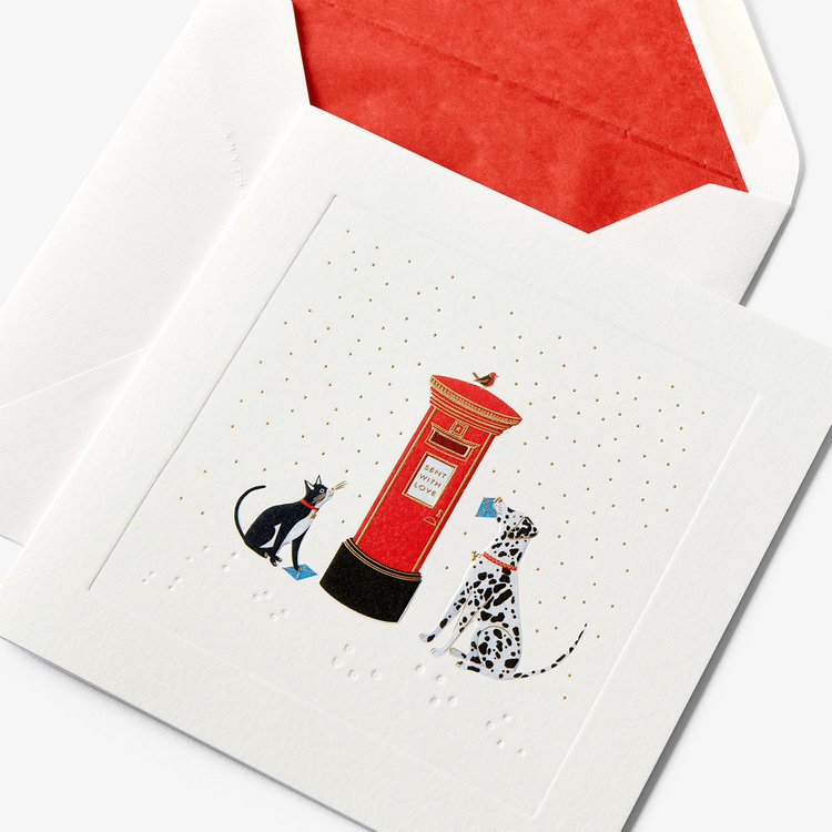 Smythson Christmas Postal Pets 10CE WHITE WOVE