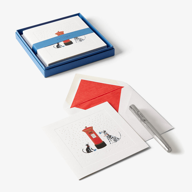 Smythson Christmas Postal Pets 10CE WHITE WOVE