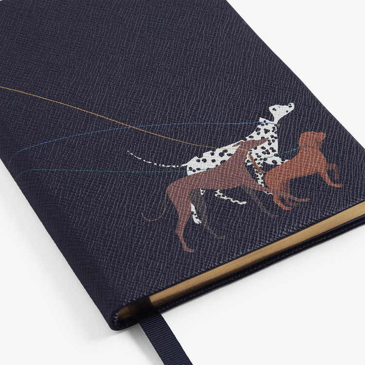 Smythson Panama Soho Dalmatian Notebook NAVY