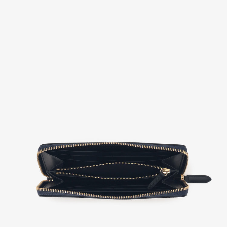 Smythson Panama Large Zip Around Purse NAVY