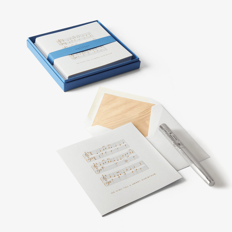 Smythson Wish You Christmas Card Set 10CE WHITE WOVE
