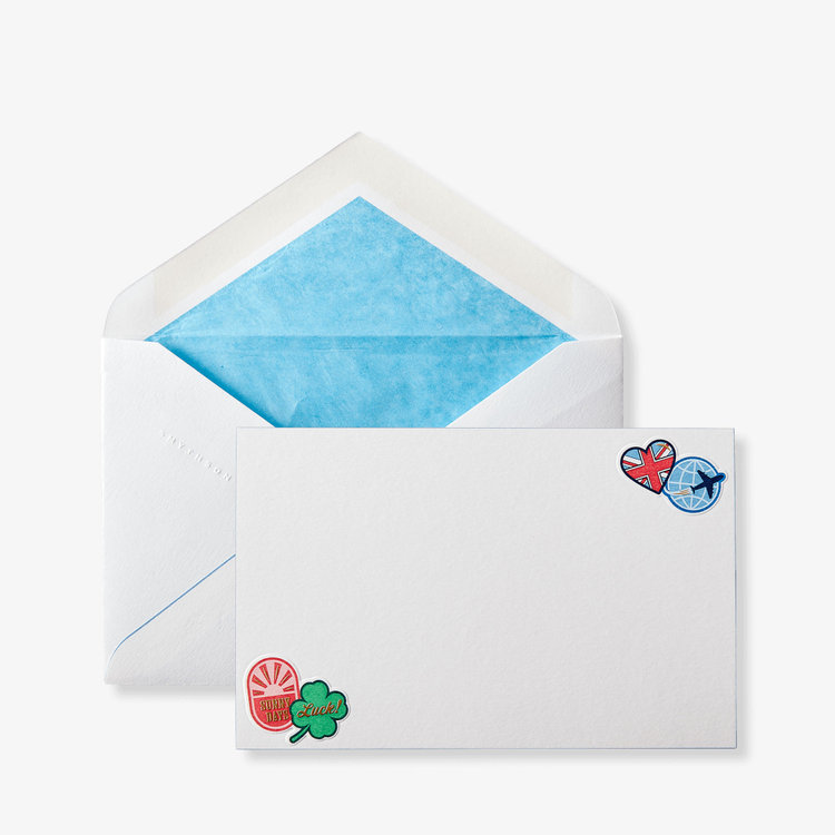 Smythson Stickers Motif Correspondence Cards WHITE WOVE