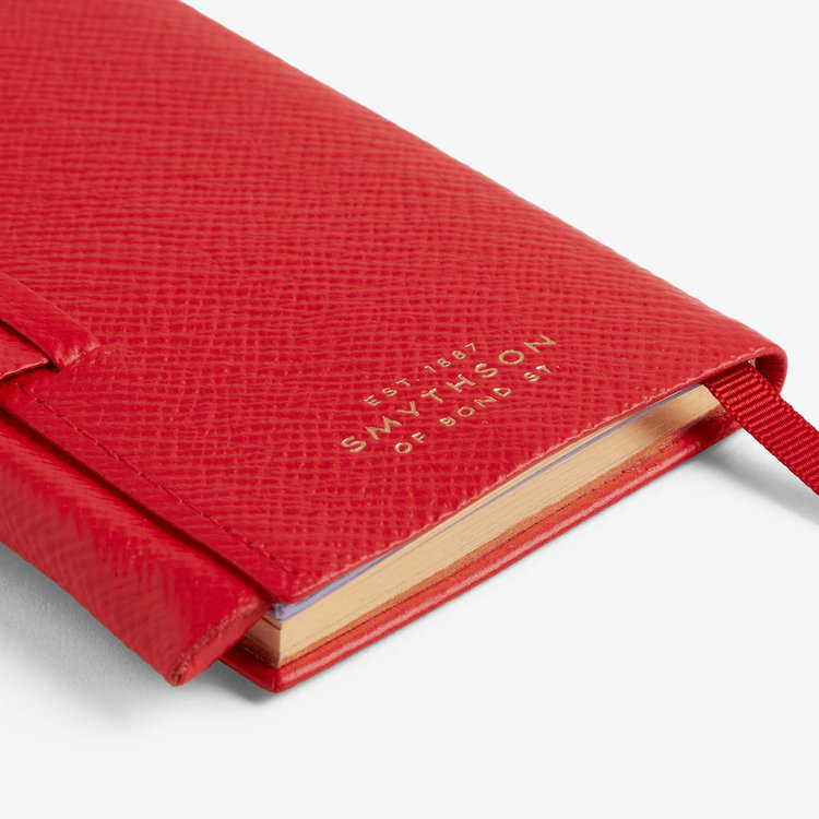 Smythson 2027 Wafer Weekly Diary with Pencil in Pastegrain SCARLET RED