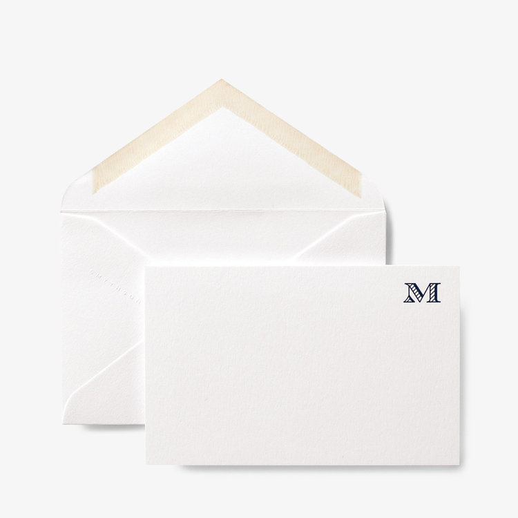 Smythson Initial M Alphabet 10 Card Set WHITE WOVE
