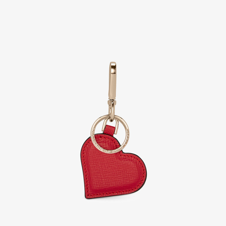 Smythson Panama Heart Keyring SCARLET RED
