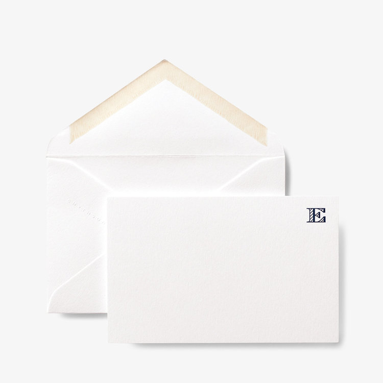 Smythson Initial E Alphabet 10 Card Set WHITE WOVE