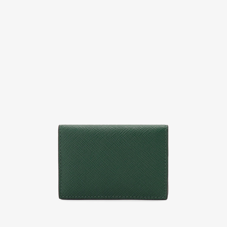 Smythson Panama Folded Card Case With Snap Closure FOREST GREEN