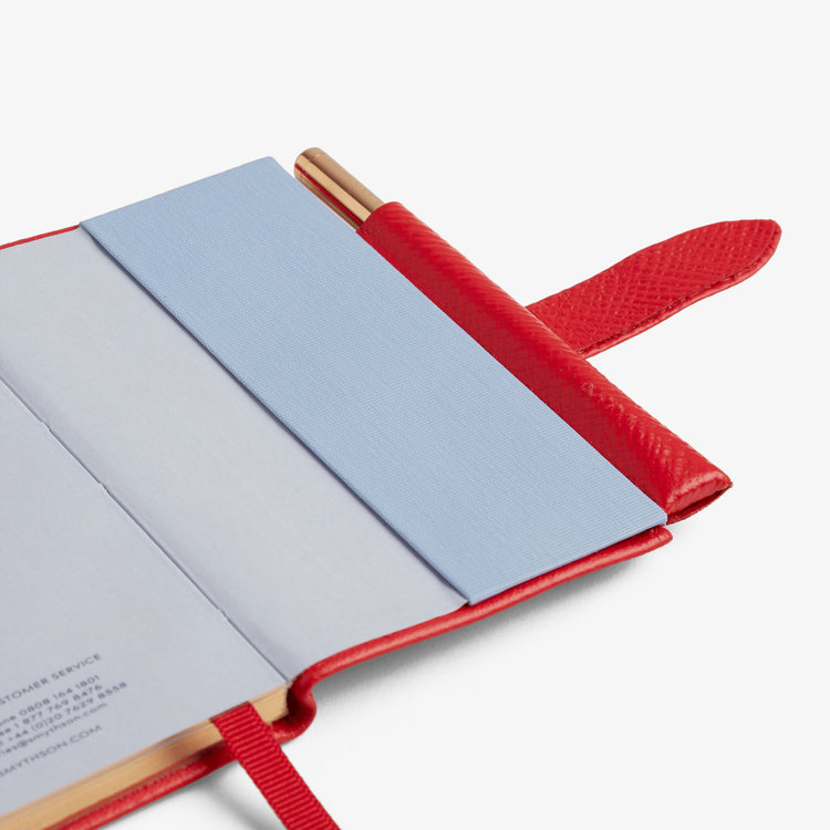 Smythson 2027 Wafer Weekly Diary with Pencil in Pastegrain SCARLET RED