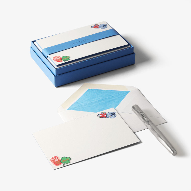 Smythson Stickers Motif Correspondence Cards WHITE WOVE