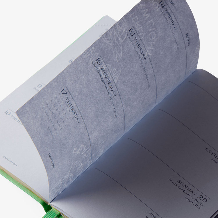 Smythson 2027 Panama Weekly Diary with Pencil in Pastegrain SHAMROCK