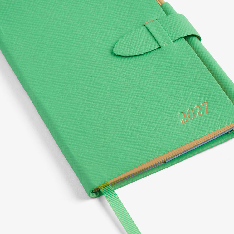 Smythson 2027 Panama Weekly Diary with Pencil in Pastegrain SHAMROCK