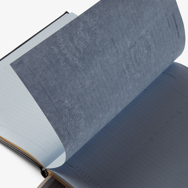 Smythson 2027 Portobello Vertical Weekly Diary in Pastegrain BLACK