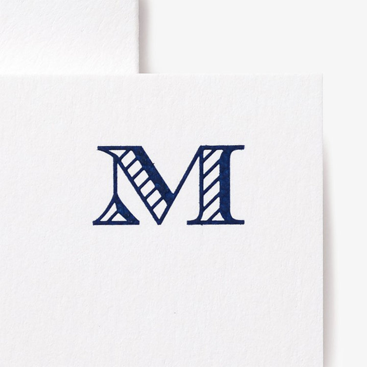 Smythson Initial M Alphabet 10 Card Set WHITE WOVE